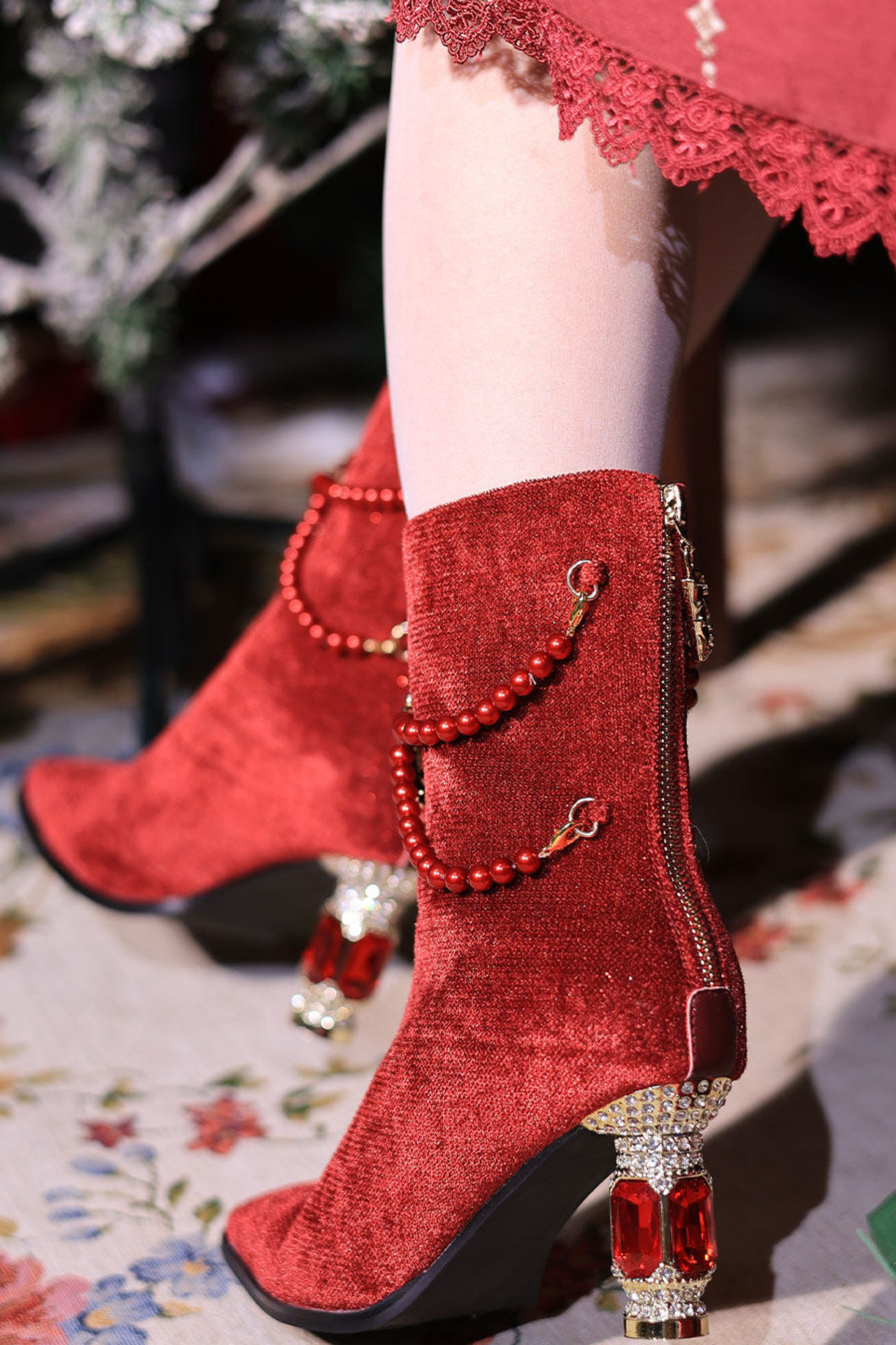 Gemstone Bow Lolita Boots