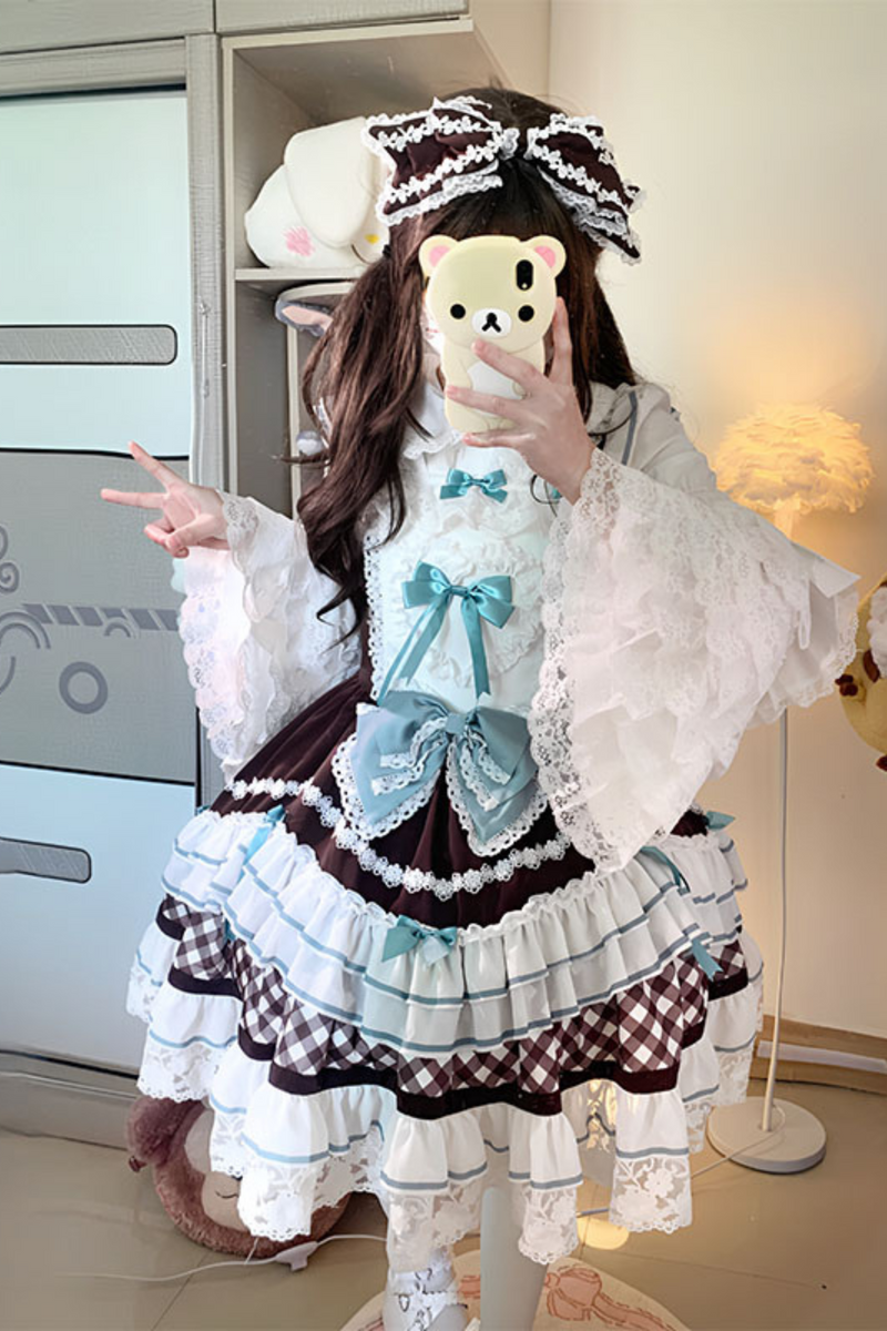 Heart Suspender Tiered Dress + Headpiece + Tail