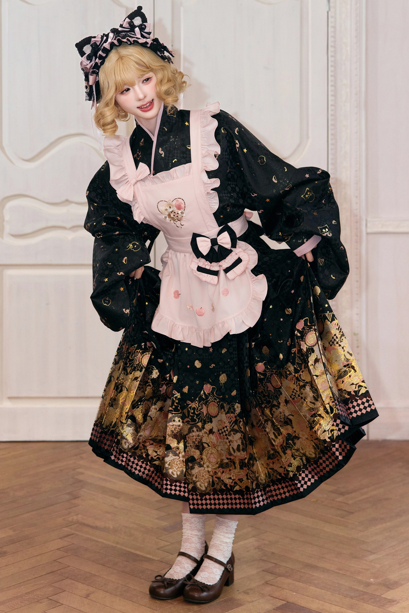 Chinese-style Sweet Circus Apron + Top + Skirt + Clip