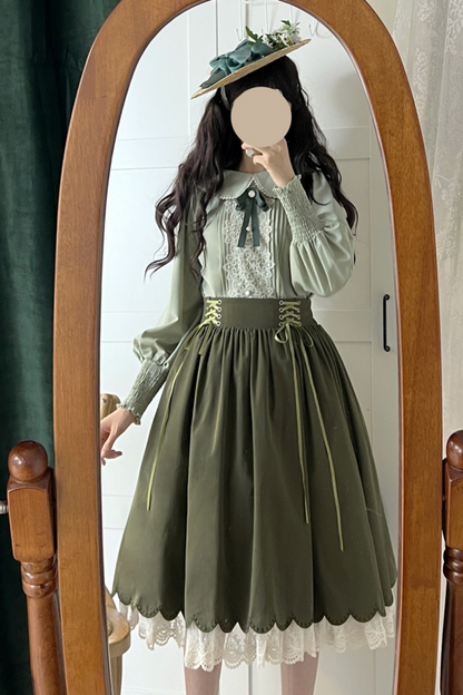 [pre-order] Retro Sweet College Shirt + High Waist Flare Skirt