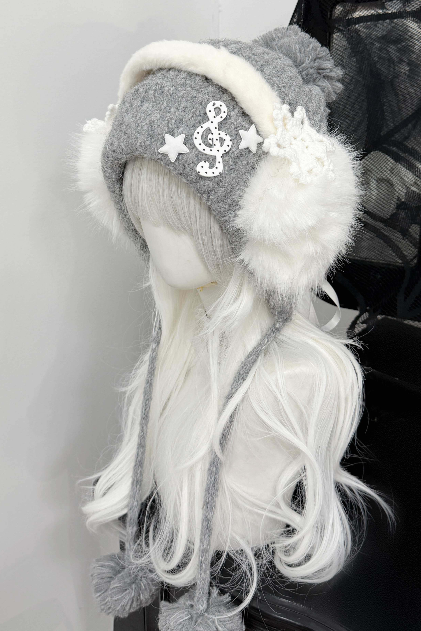 Snow Music Knit Hat + Ear Muffs