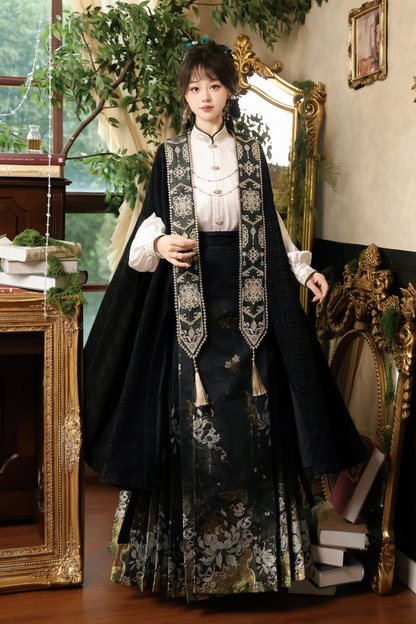 [pre-order] Dark Chinese-style Shirt + Cape + Skirt