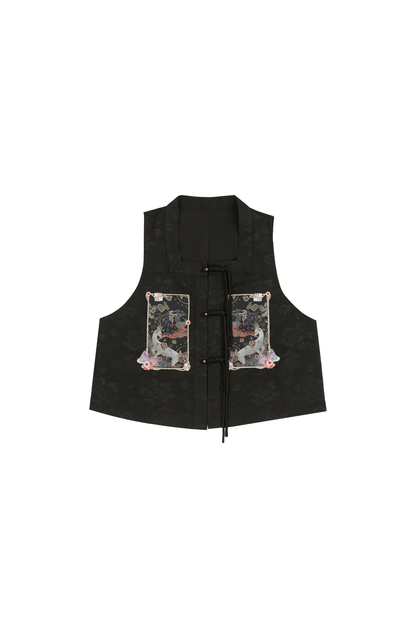 Dark Chinese-style Shirt + Vest + Skirt