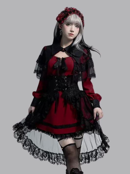 Vampire Princess Sp Dress + Corset Tulle Lace Skirt