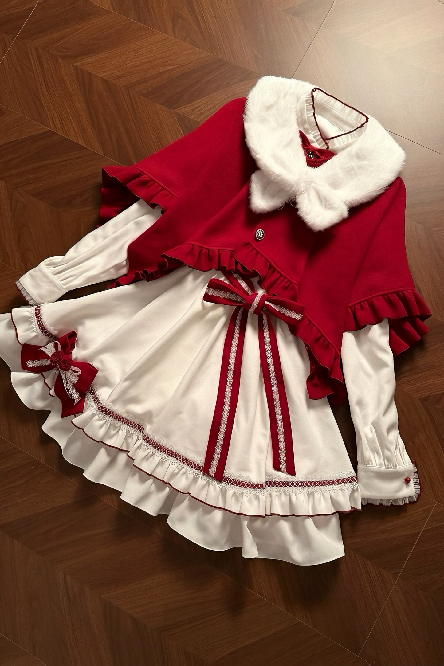 Red Wish Cape + Dress + Belt