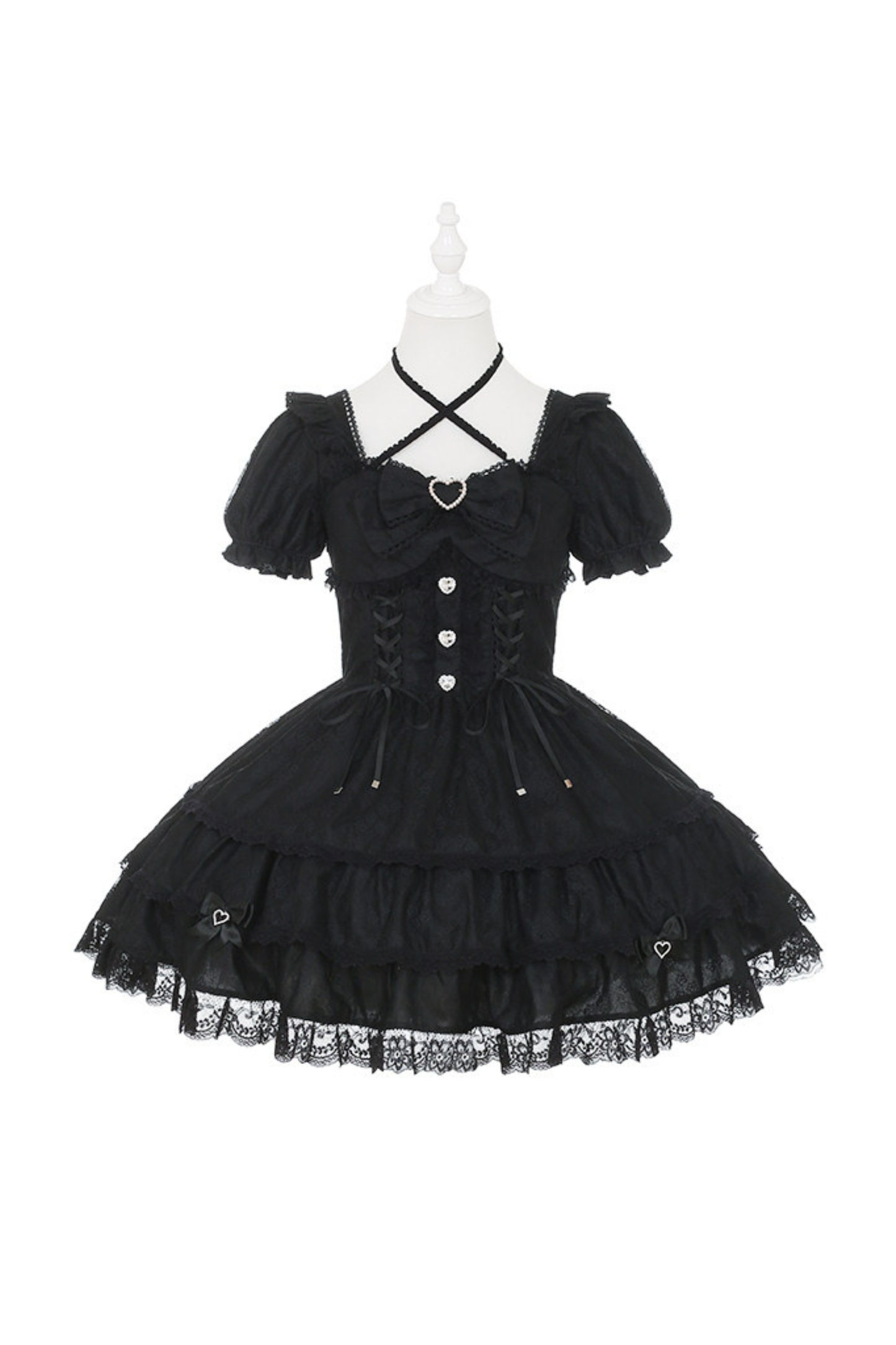 Sweet Girly Lace Ribbon Dress + Clip