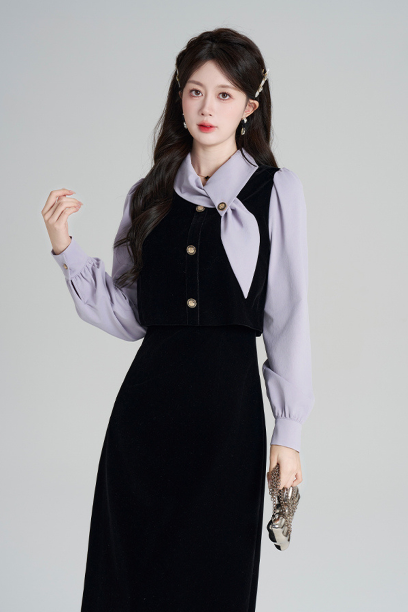 French Contrast Retro Dress