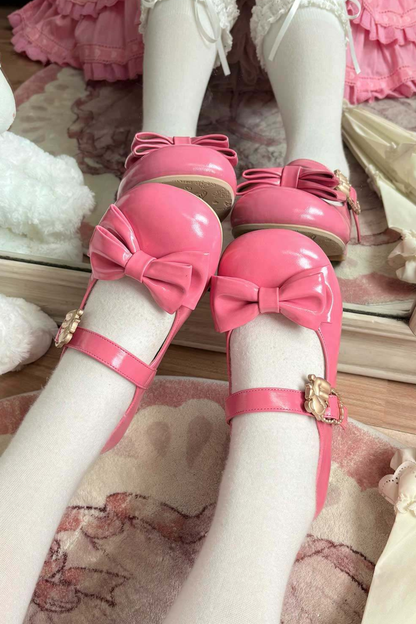 Glossy Color Ribbon Shoes