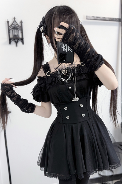 [pre-order] Jirai Off Shoulder Top + Flare Skirt + Ribbon