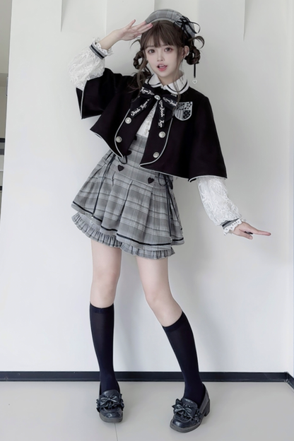 Detective Academy Plaid Dress + Pants + Cape