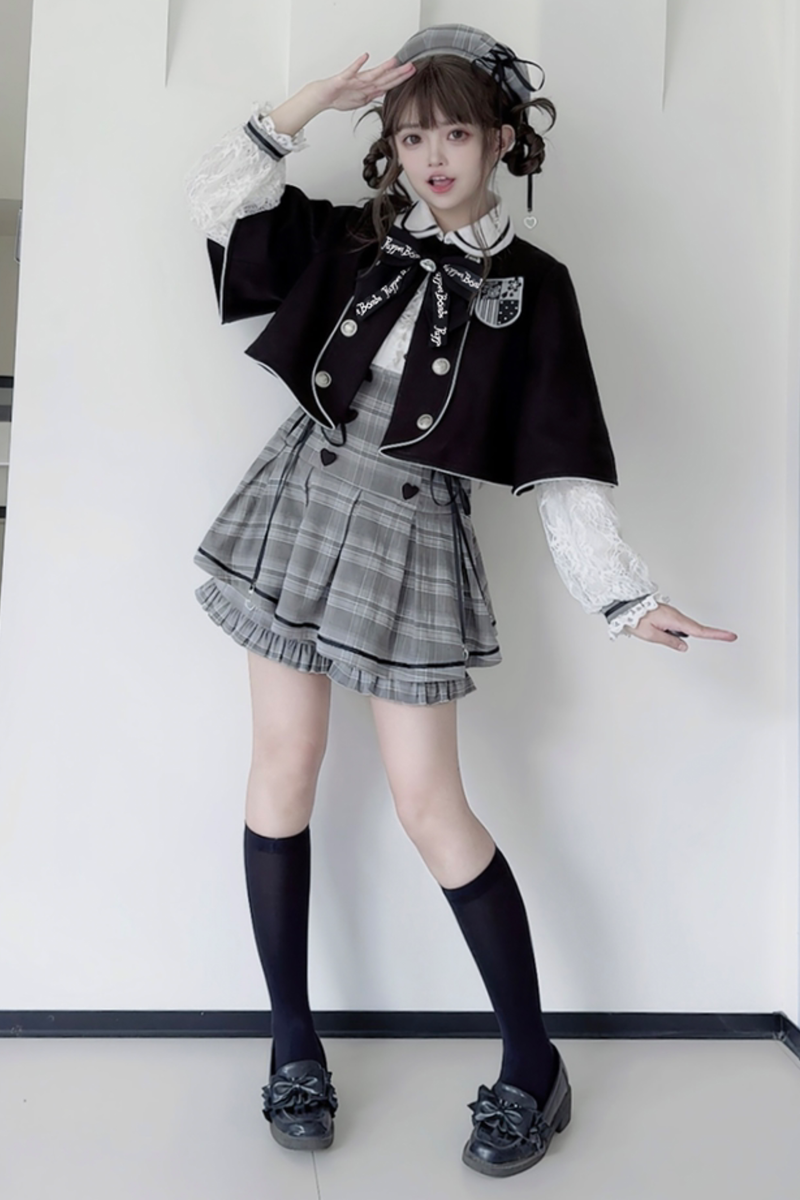 Detective Academy Plaid Dress + Pants + Cape