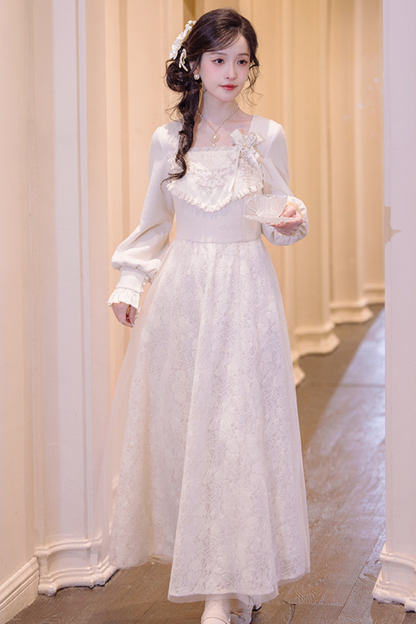 Pure White Square Neck Dress + Jacket
