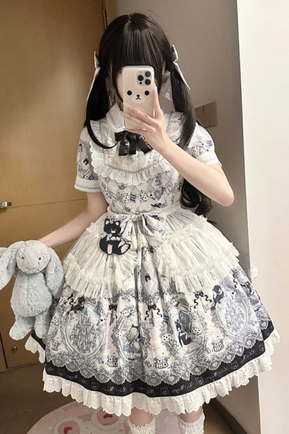 Rabbit Hole Alice Lolita Dress + Jsk + Cat Ear Headband + Headband + Hat + Clip + Bonnet