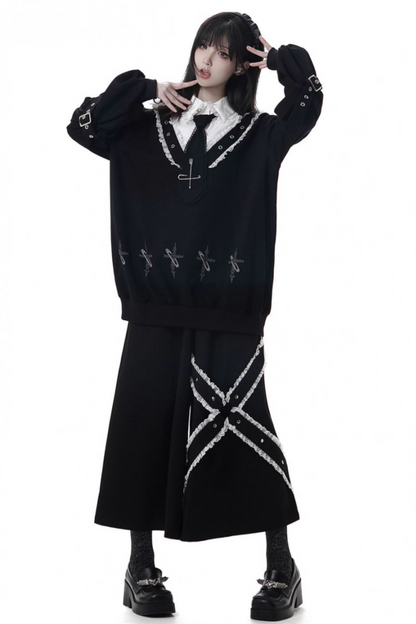Big Swing Shirt Design Top + Hooded Dress + Long Culottes