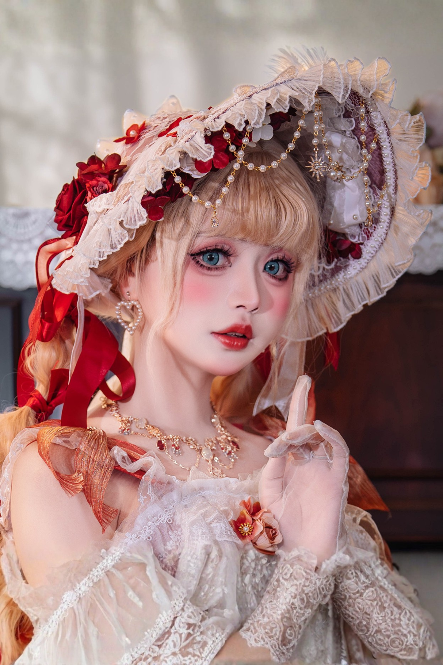 Sweet Lolita Flower Hat + Necklace