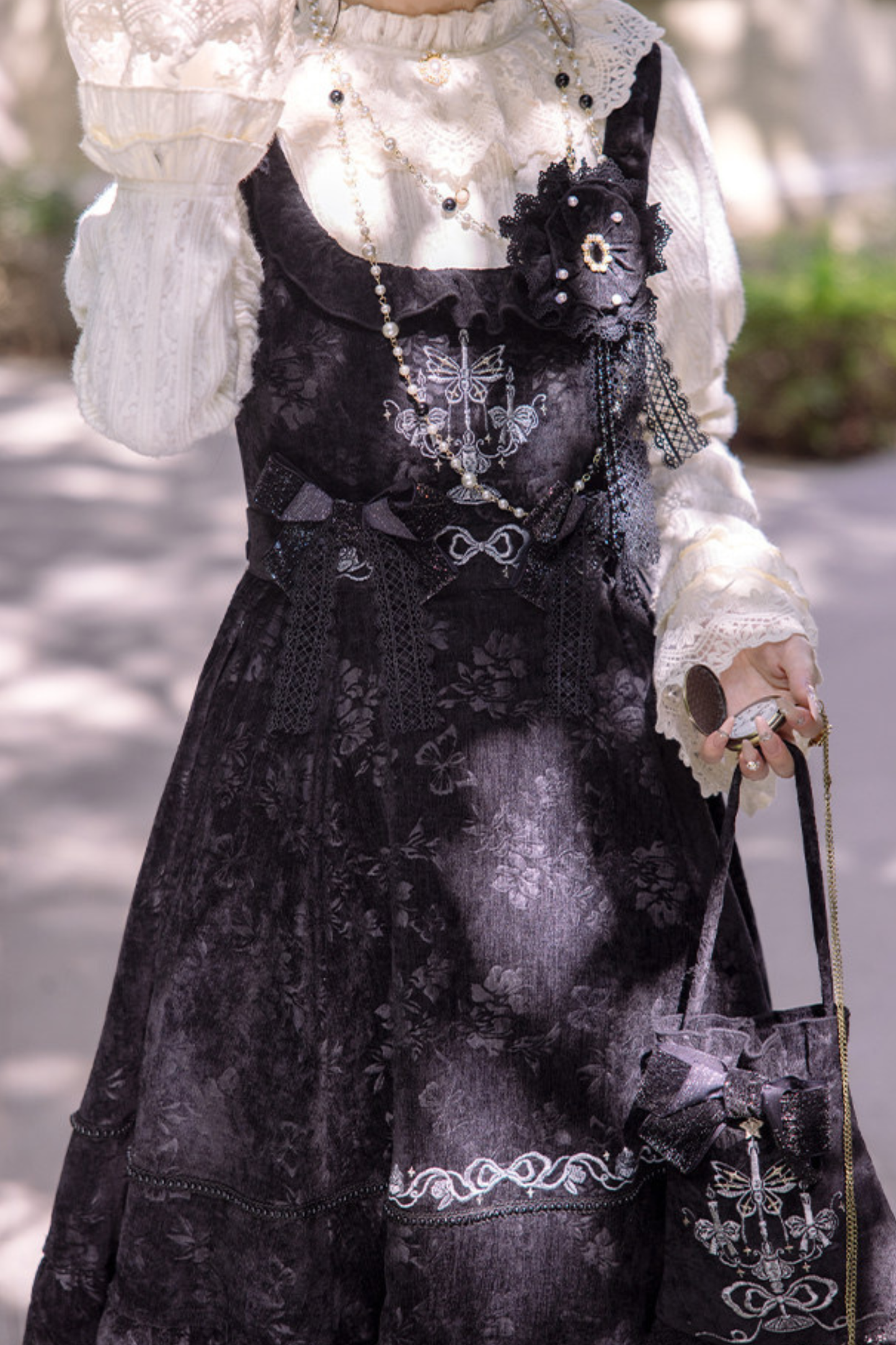Candlelight Antique Lace Dress + Vest Dress + Bag + Brooch