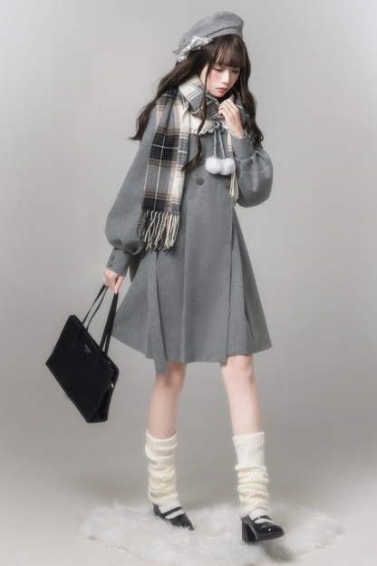Sweet Flared Coat + Skirt + Shirt + Beret