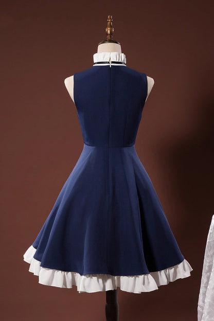 Blue/white [arknights Amiya] Ruffle Bowknot Classic Cosplay Lolita Dress Set