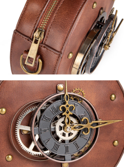 Steampunk Antique Clock Circle Bag