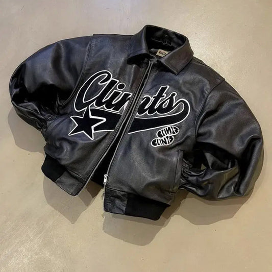 Leather Bomber Black