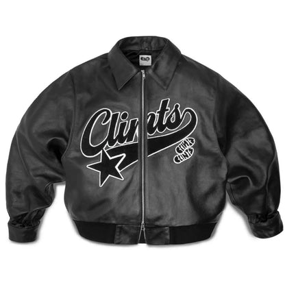 Leather Bomber Black