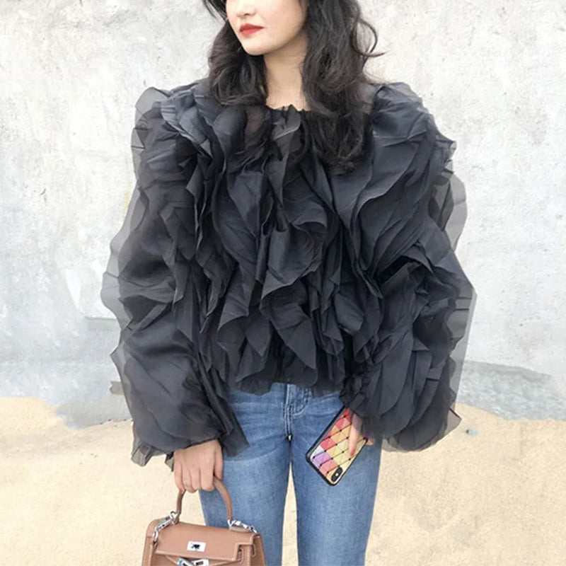Gothic Style Blouse Black