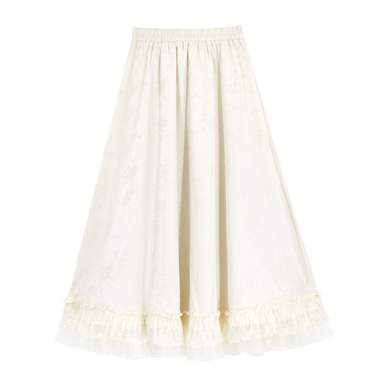 Embroidered Top Jacquard Skirt Set