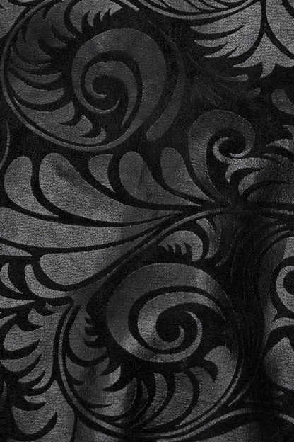 Black V Collar Sleeveless Exquisitely Carved Print Faux Leather Gothic Vest