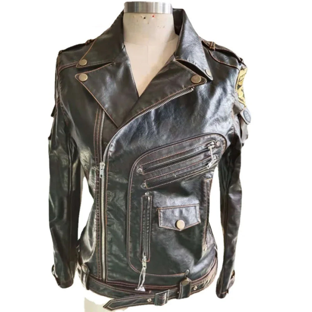 Biker Leather Jacket Black