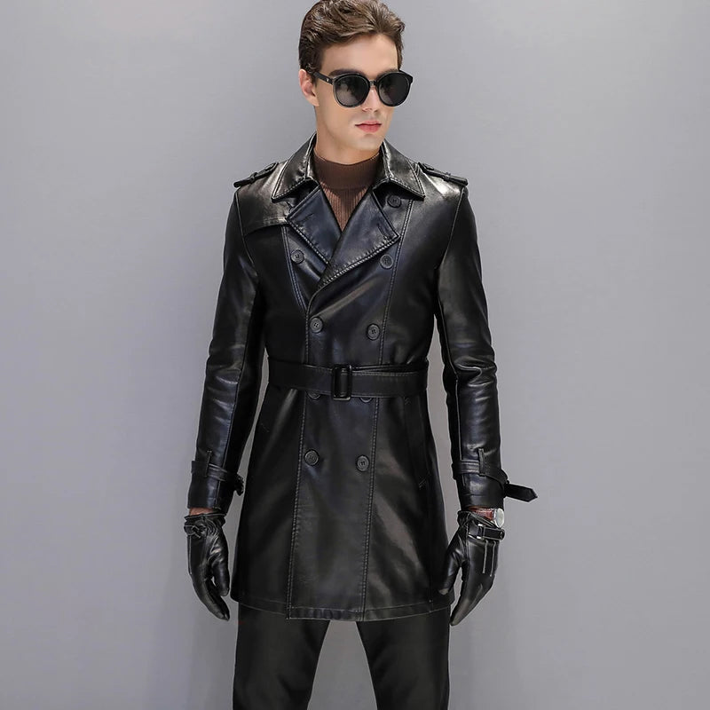 Leather Trench Coat Black