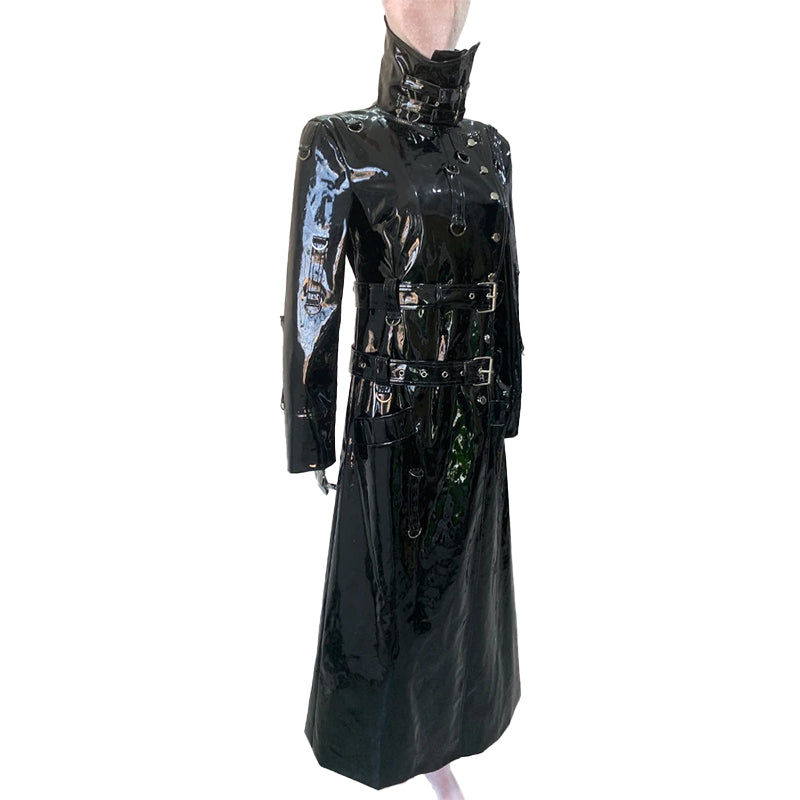 Shiny Leather Coat Black