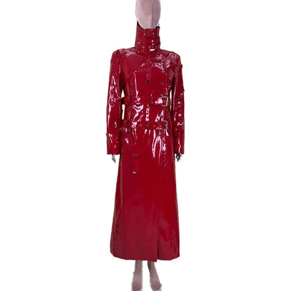 Shiny Leather Coat Black