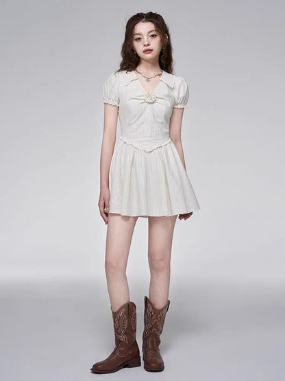 Romantic Rose Puff Sleeve Dress