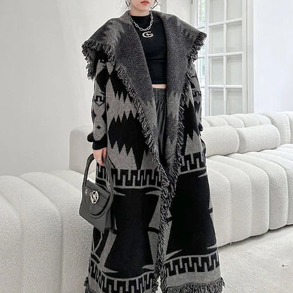 Long Knitted Cardigan Black