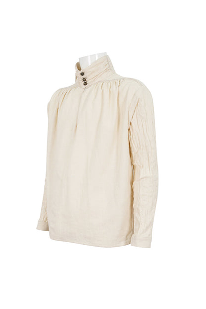 Stand Collar Ruched Gothic Shirt