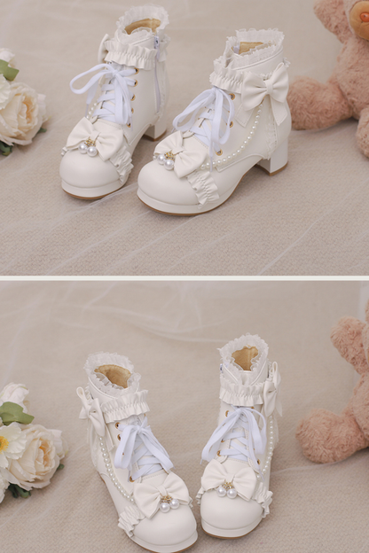 Pearl Ribbon Sweet Lolita Boot