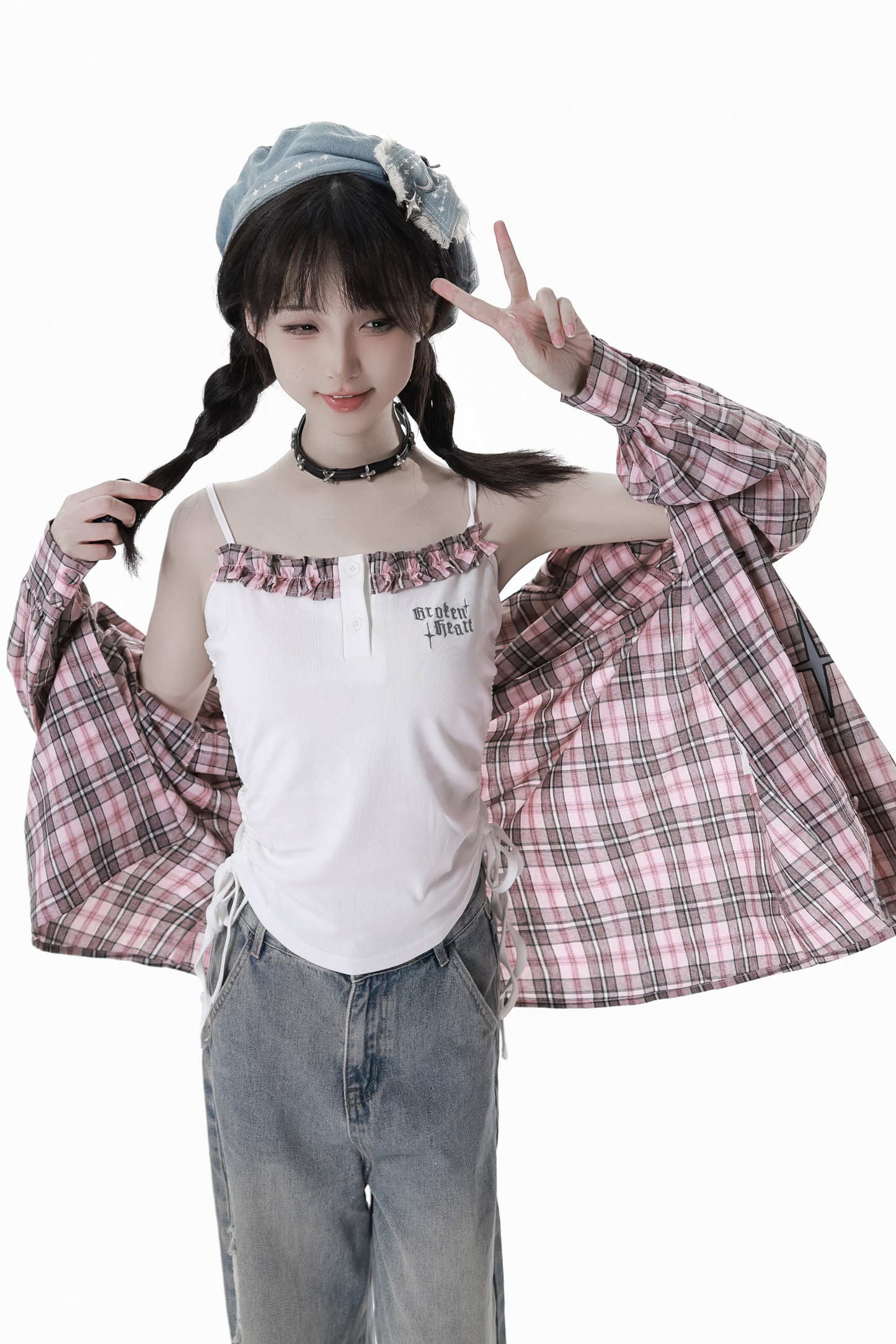 Plaid Loose Shirt + Tank Top