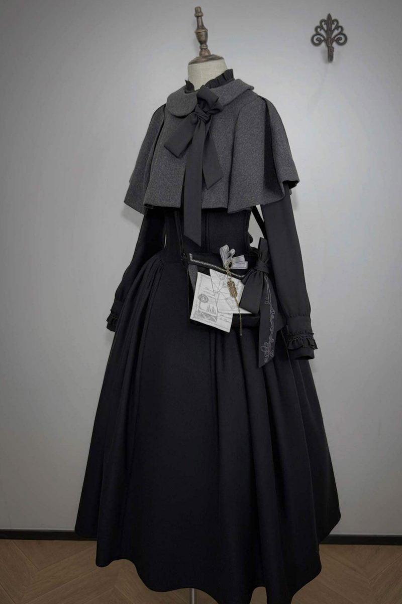 British Detective Lolita Coat + Cape + Skirt + Shirt + Bag + Brooch + Hat + Beret + Necklace