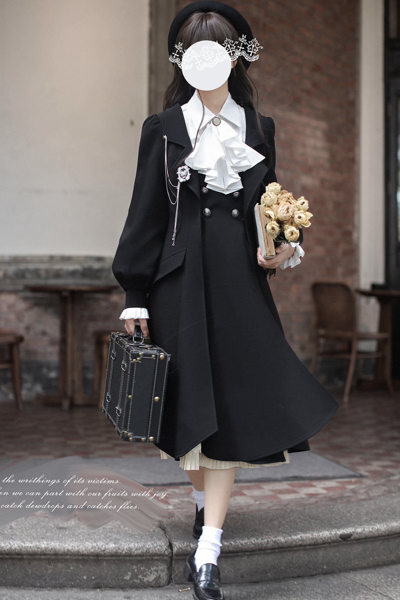 [pre-order] Retro Sweet College Coat + Suspender Skirt + Shirt + Collar + Brooch