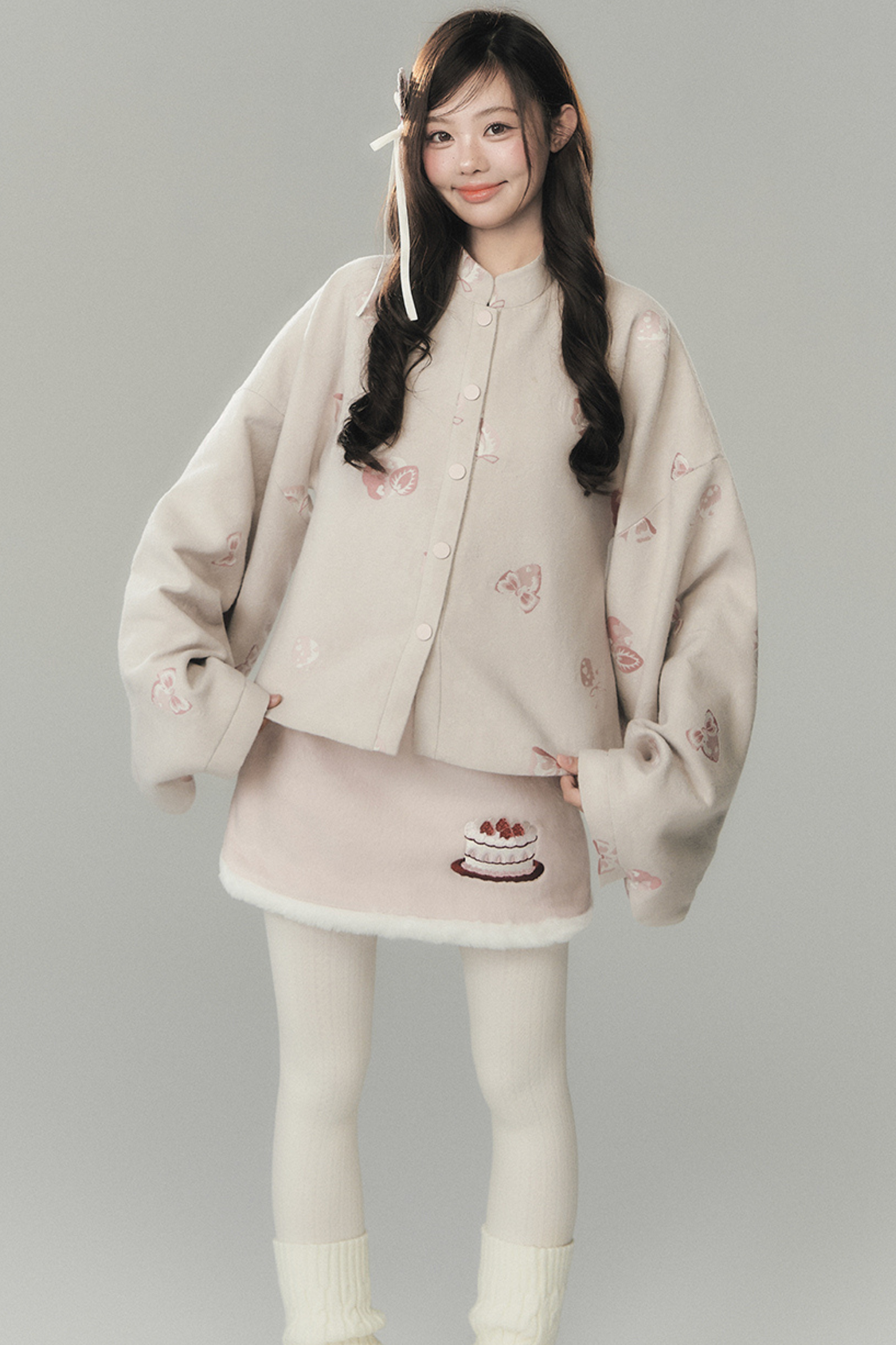 Strawberry Cake Preppy Style Vest + Top + Skirt