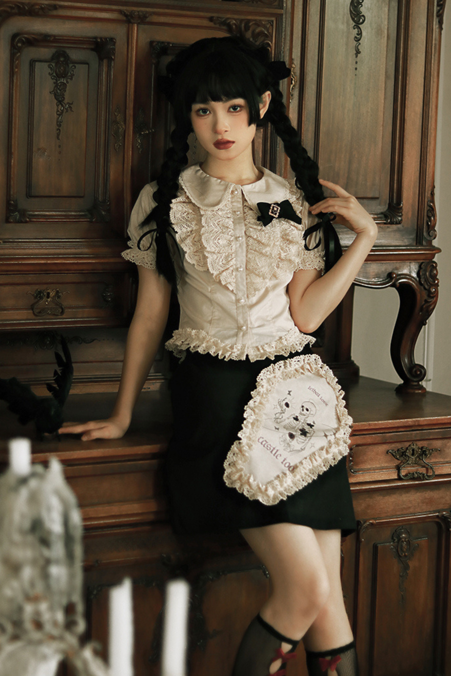 Ruffle Lace Shirt + Tiered Skirt