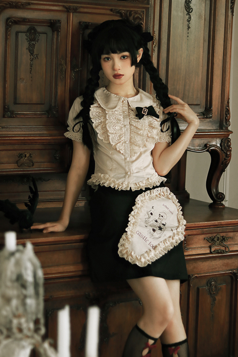 Ruffle Lace Shirt + Tiered Skirt