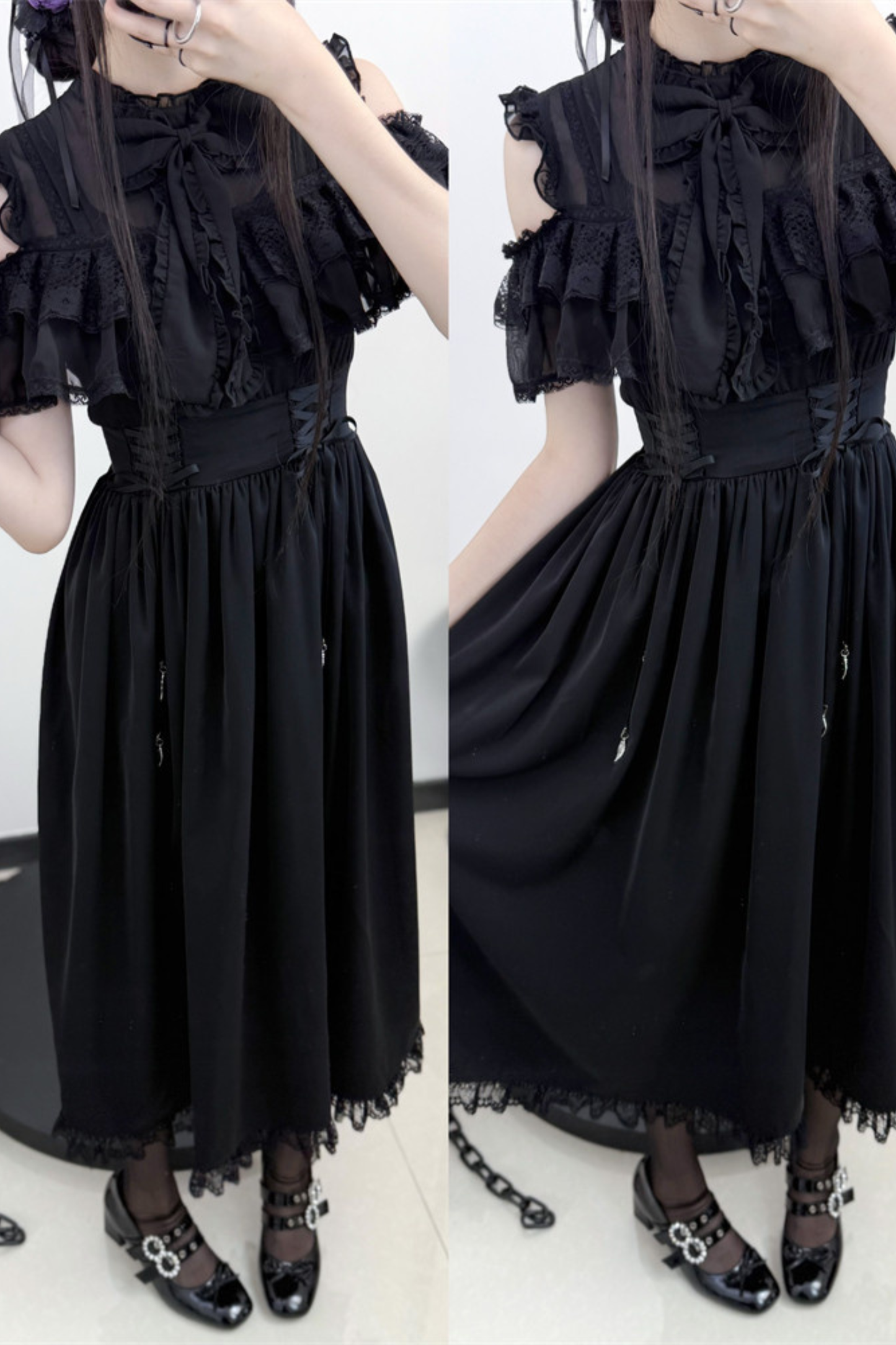Dark Style Off Shoulder Lace Dress