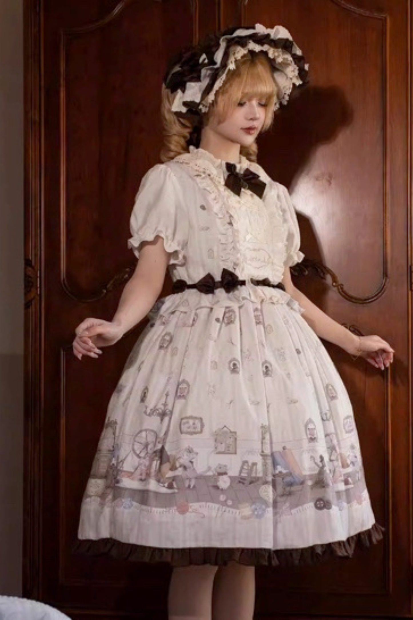 [pre-order Deadline: March 26] Cherry Lolita Dress + Jumper Skirt + Shirt + Bonnet + Headband