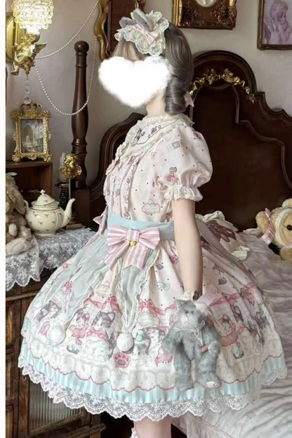 Cabinet Lolita Jumper Skirt + Dress + Brooch + Hairband + Bonnet + Apron + Hand Sleeves