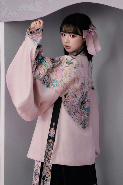 Sweet Chinese-style Jacket + Pleated Skirt + Accessories