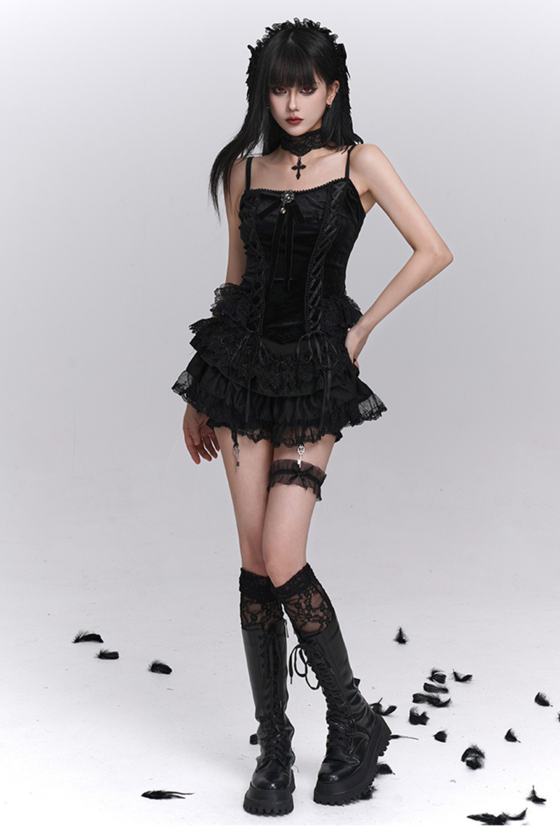 Ghost Girl Gothic Puffy Skirt + Camisole + Short Outer