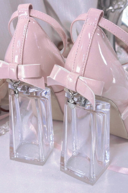 Love Buckle Crystal Heel Shoes