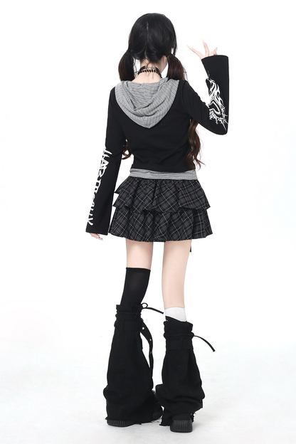 Gothic Arm Design Hoodie Top