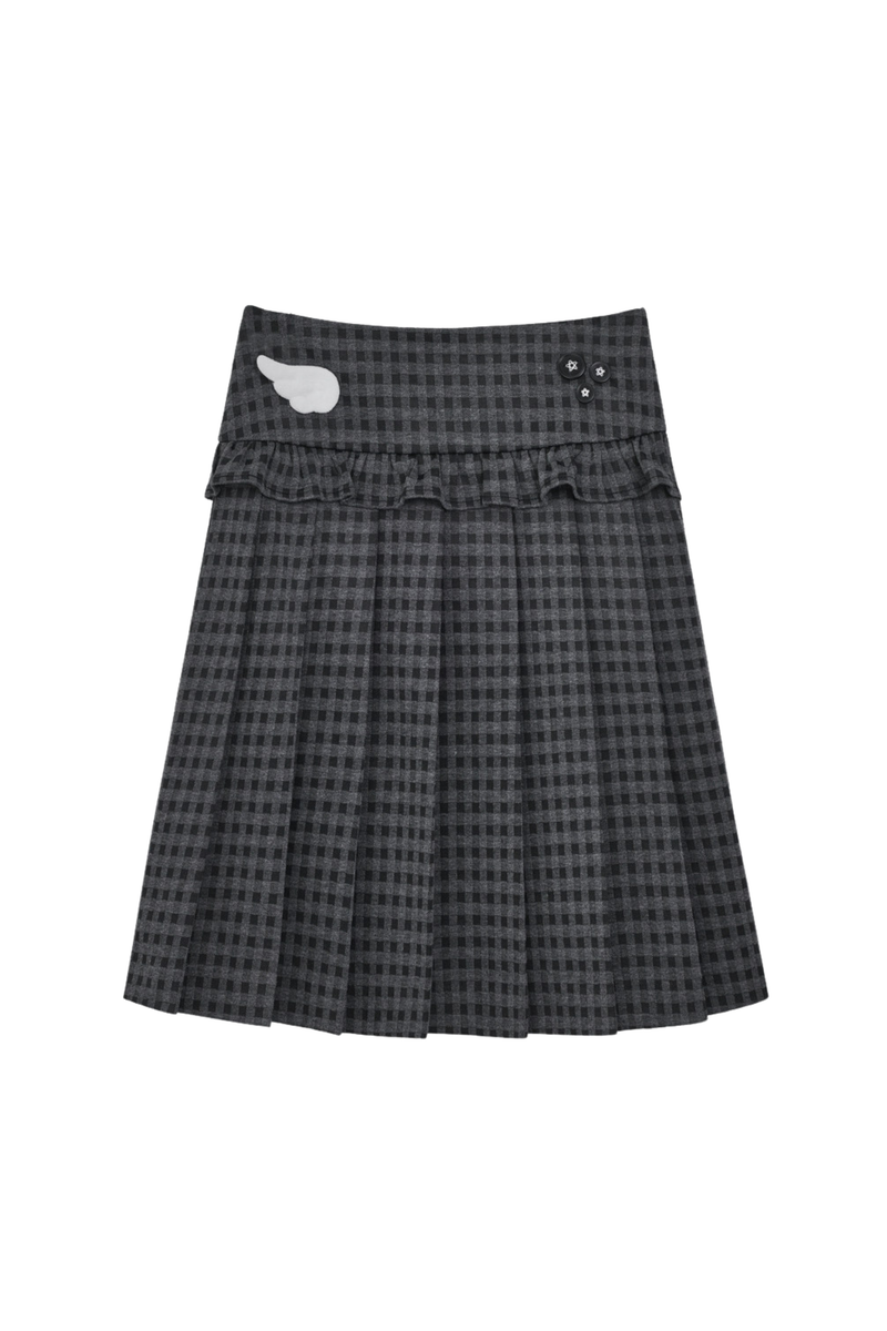 Animal Doll Print Top + Pleated Skirt + Wide Pants + Jacket